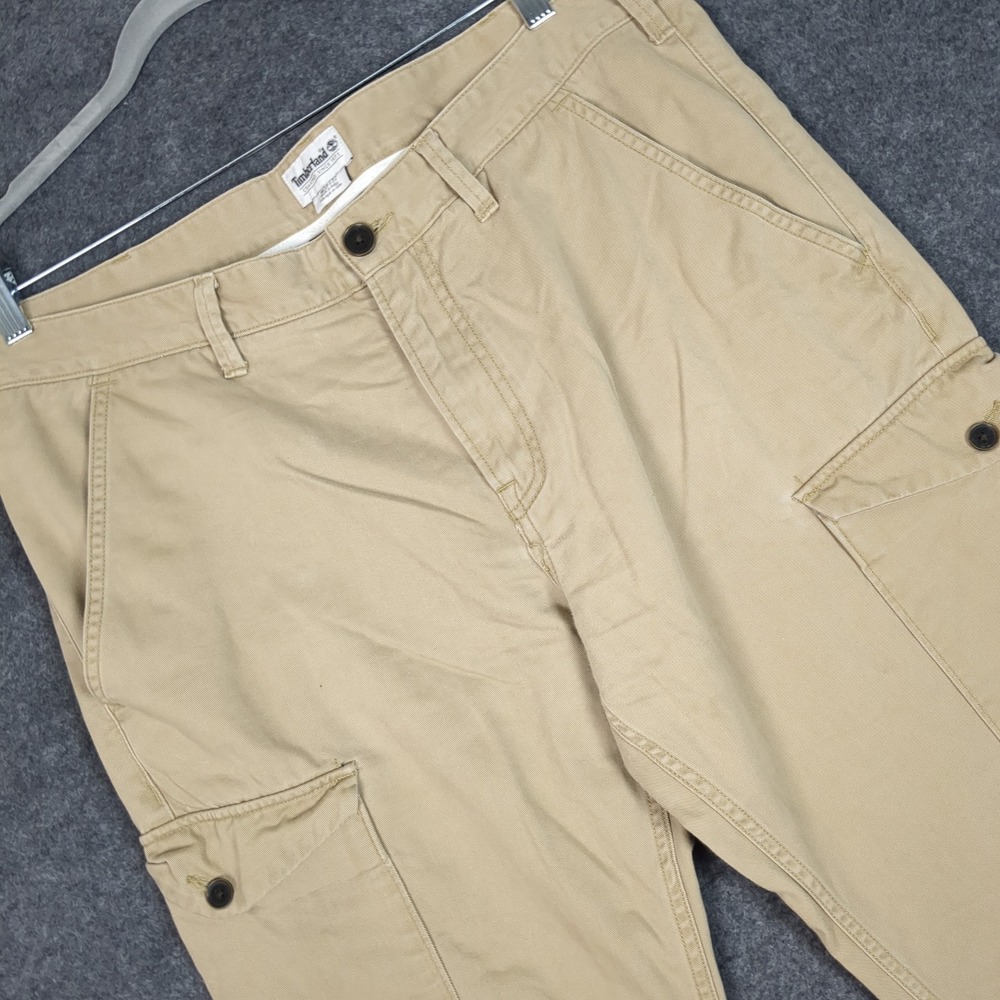 Timberland Mens Slim Fit Cargo Pants Khaki Tan Twill W38 L32 Utility Outdoor